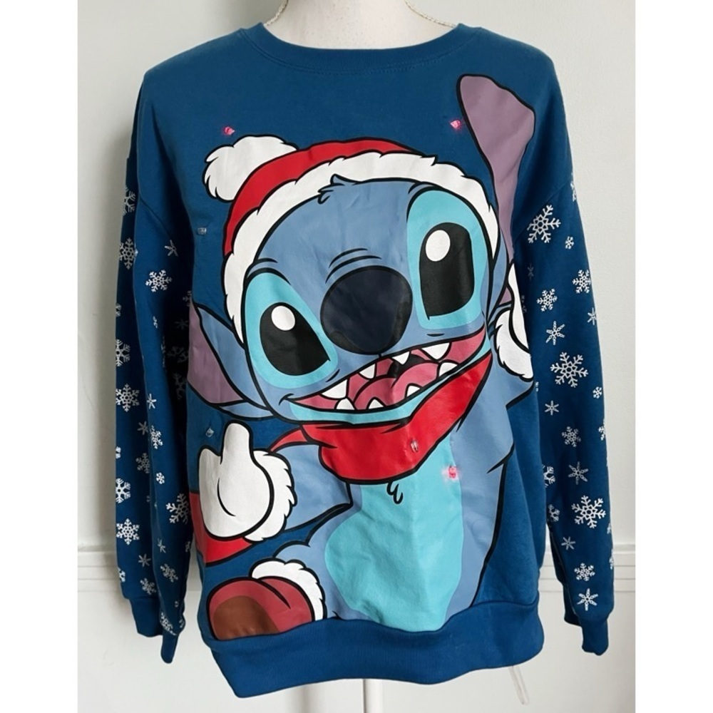 Disney • Light Up Blue Lilo & Stitch Christmas Sweatshirt